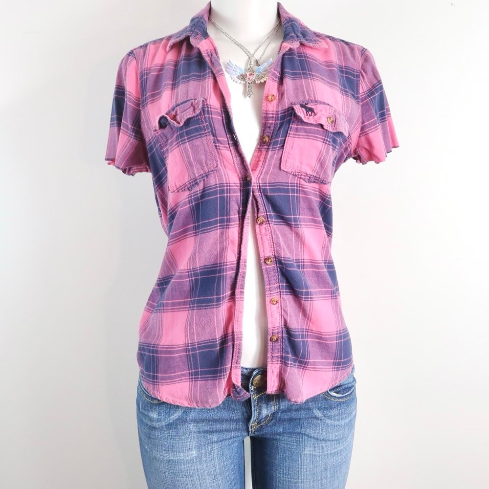 vintage abercrombie pink plaid button up